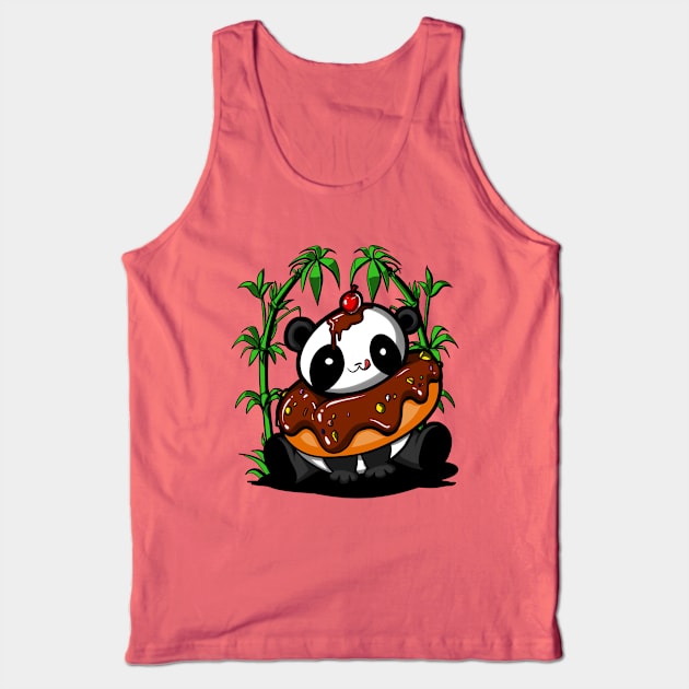 Panda Bear Donut Tank Top by underheaven